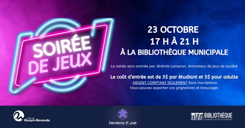 Soirée de Jeux avec Débranche et joue à la Bibliothèque municipale