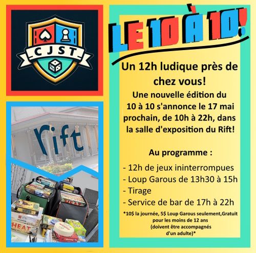Le 10 à 10, 12h ludique (17/05/25)