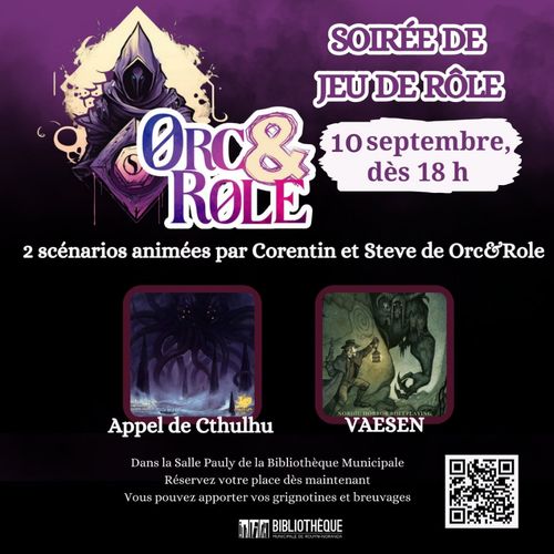 Soirée Jeu de rôle- Orc&Role X Bibliothèque de Rouyn-Noranda- Vaesen et l'Appel de Cthulhu 