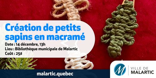 Création de petits sapins en macramé